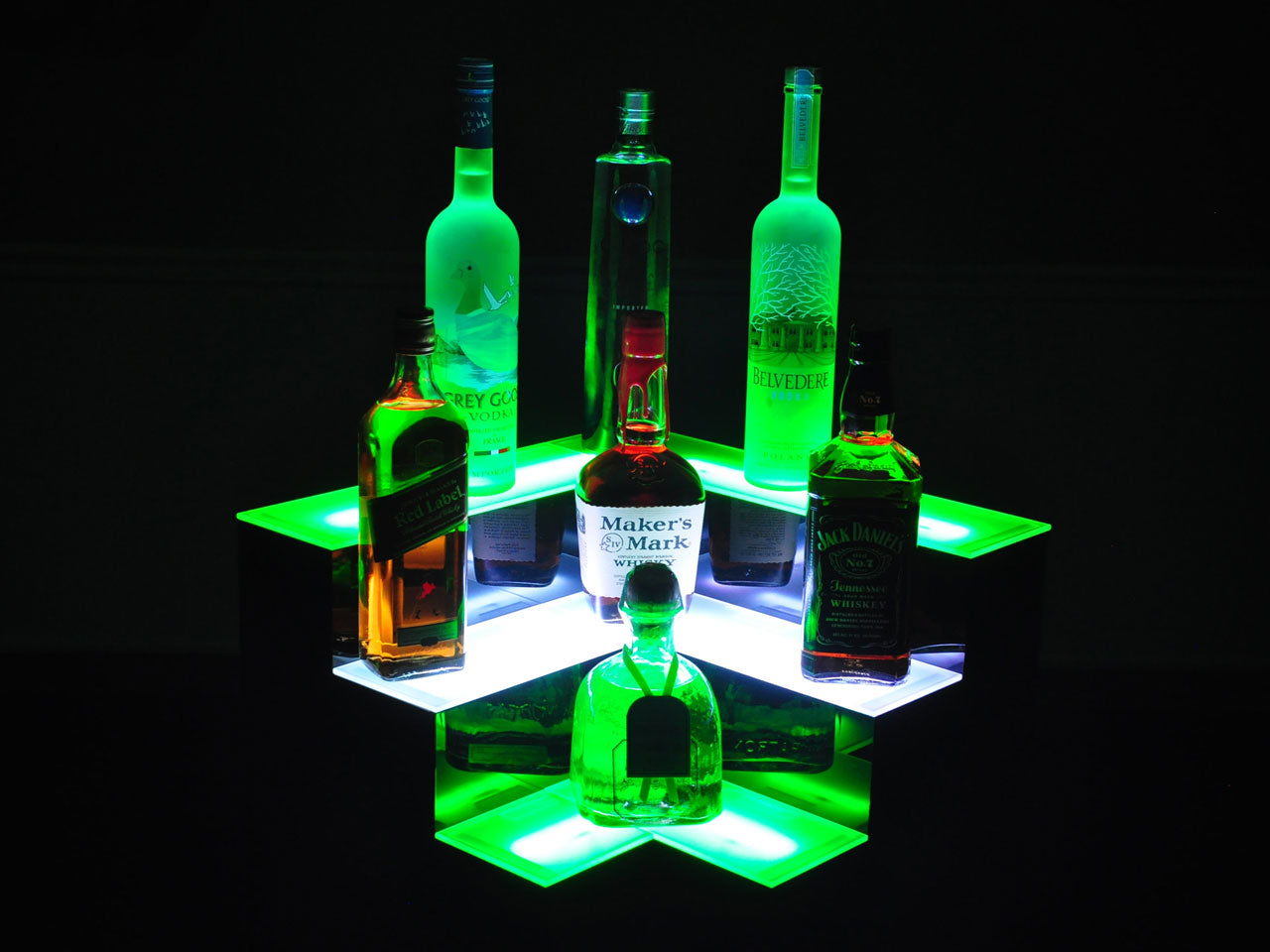 Armana Corner 3-Tier LED Liquor Shelf Display