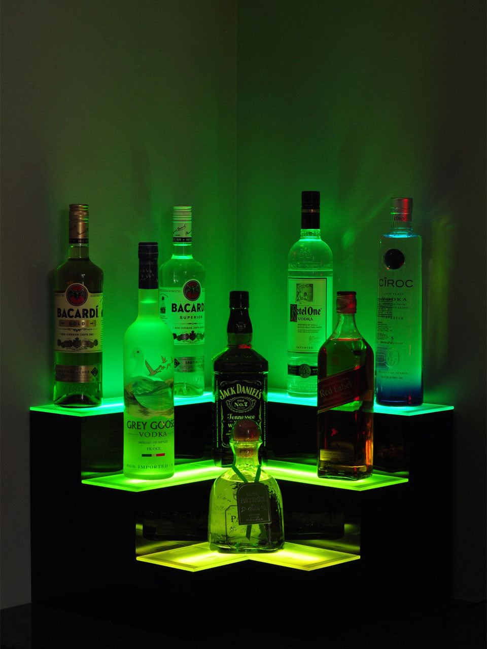 Armana Corner 3-Tier LED Liquor Shelf Display