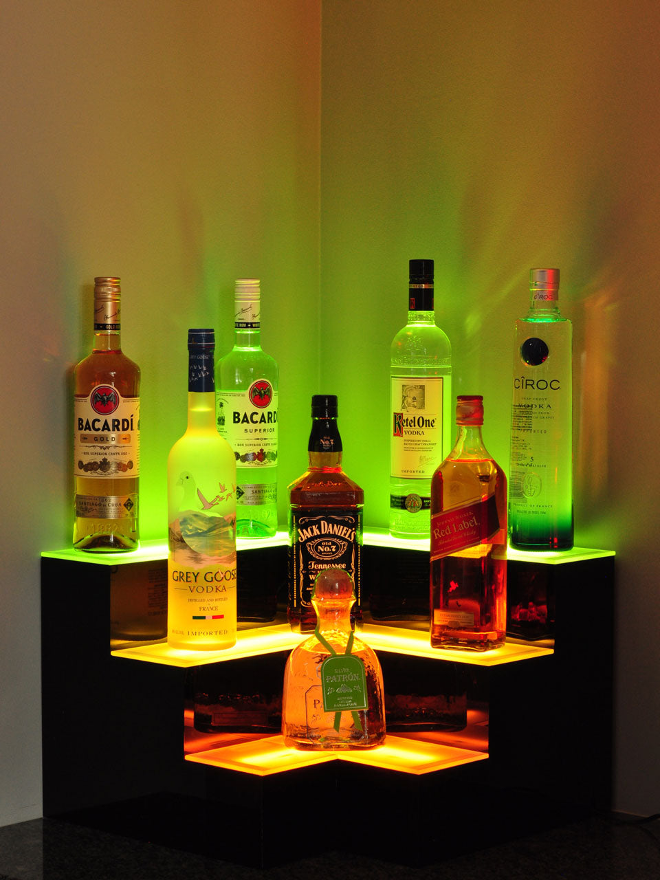 Armana Corner 3-Tier LED Liquor Shelf Display