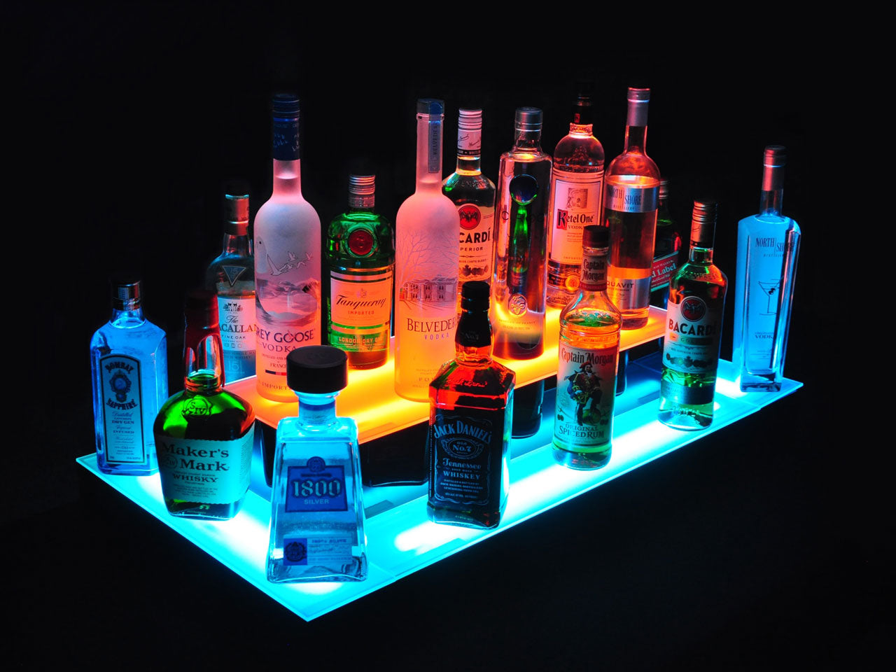 Armana Island 2-Tier Double Wide LED Shelf Display