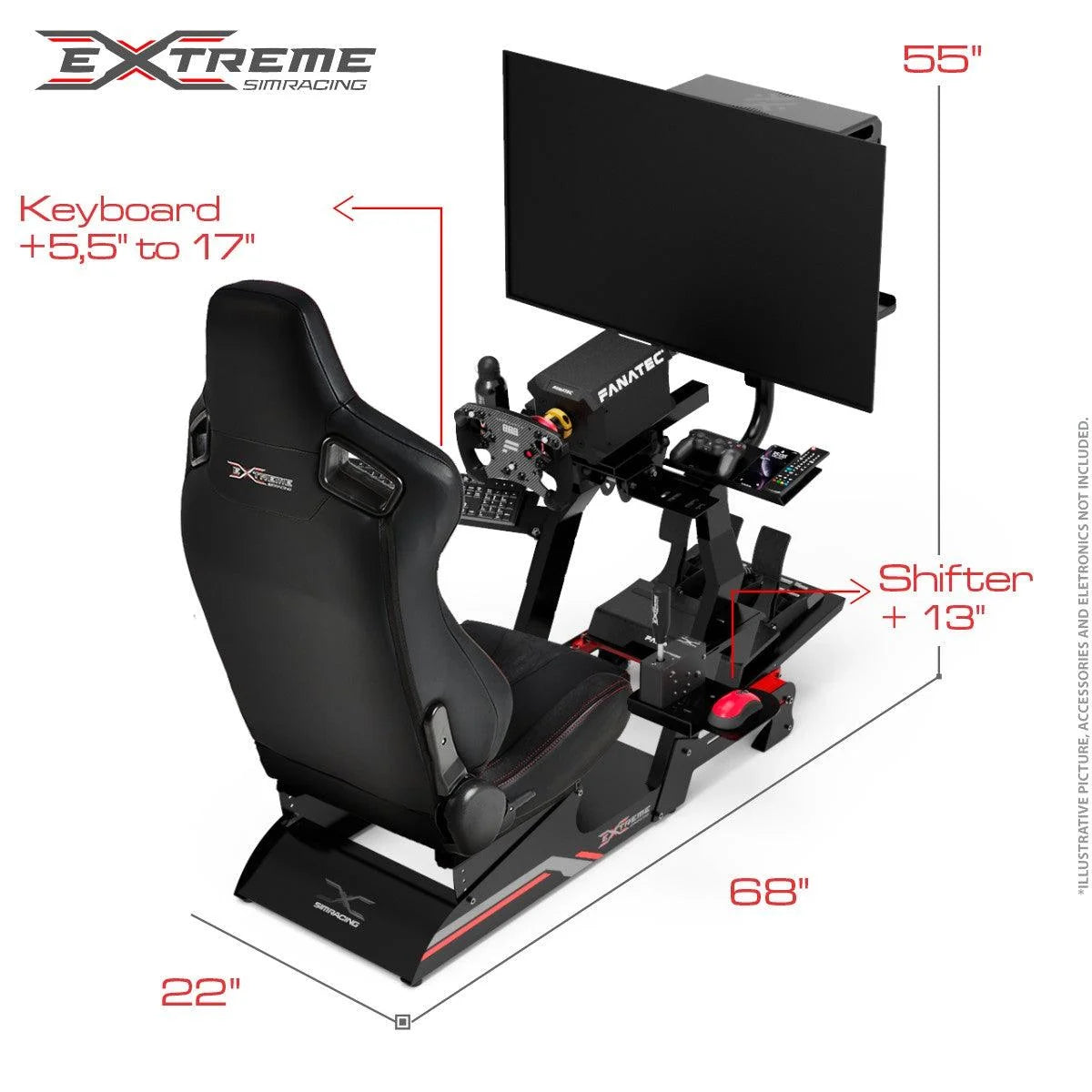 Extreme Simracing SIM RACING COCKPIT XT PREMIUM 3.0 – FULL ACCESSORIES EDITION (BLACK/BLACK)