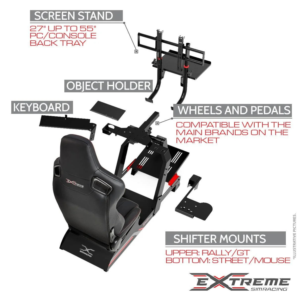 Extreme Simracing SIM RACING COCKPIT XT PREMIUM 3.0 – FULL ACCESSORIES EDITION (BLACK/BLACK)